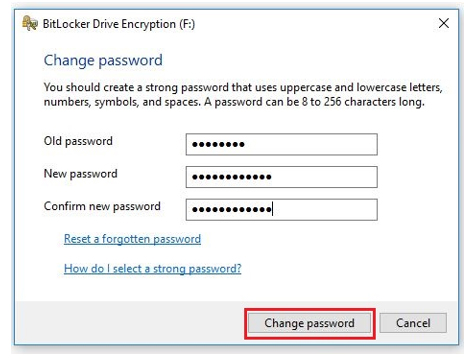 thay đổi mật khẩu bitlocker
